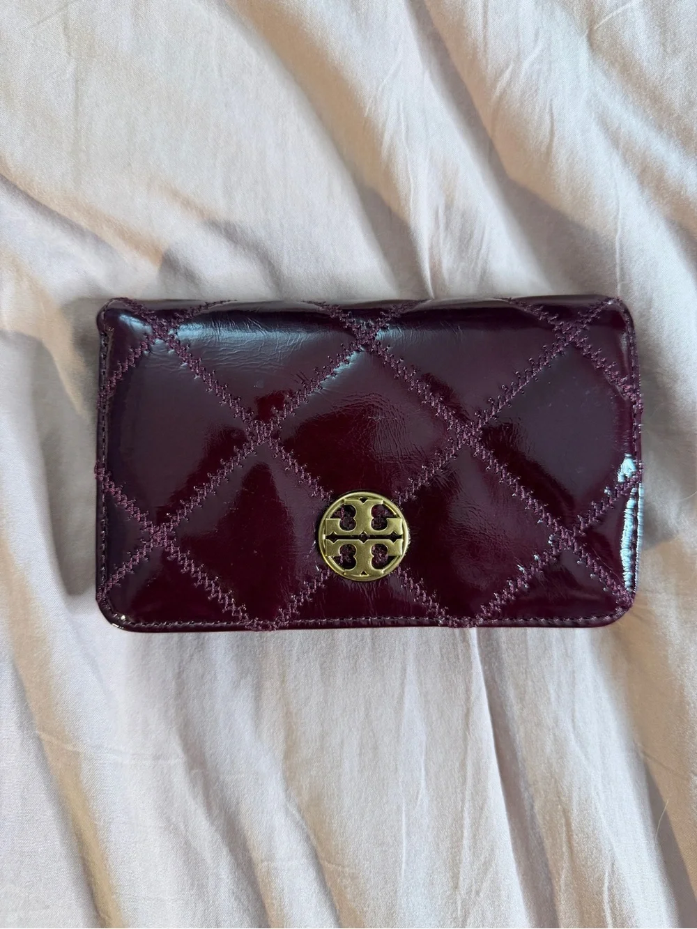 Tory Burch Willa Shine Medium Wallet – Fig Jam